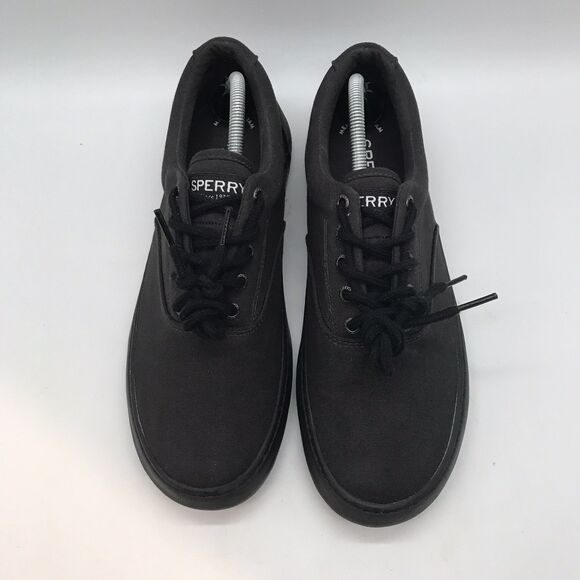Sperry Top Sider Triple Black Skate Shoes Men's 10.5M Lace Up Low Top Sneakers - Picture 5 of 12